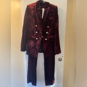 Veronica Beard Velvet Maroon Suit Set